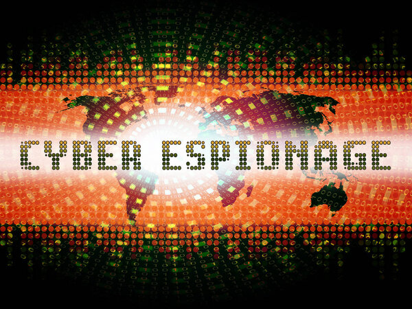 Cyber Espionage Criminal Cyber Attack 2d Illustration Shows Online Theft of Commercial Data Or Business Secrets
