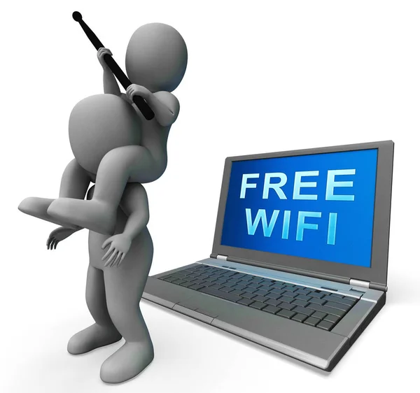 Free Wifi Logo Surfing Hotspot Rendering Shows Public Online Services — Stock Photo, Image