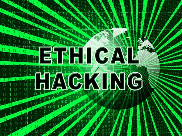 Ethische Hacking Inbreuk Gegevensbeveiliging Illustratie Toont Corporate Bijhouden Stoppen Met — Stockfoto