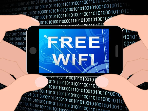 Free Wifi Anywhere Wireless Coverage Illustration Shows Wireless Connectivity Hotspots — Stock Photo, Image