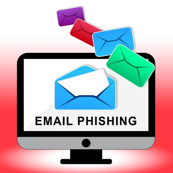 网络钓鱼电子邮件威胁保护2D 图显示了对电子邮件网络钓鱼的警告 以窃取身份信息 — 图库照片