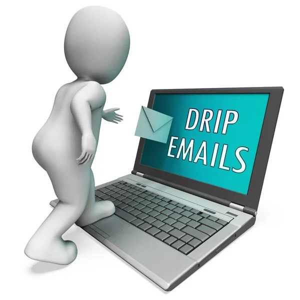 Email Gotejamento Marketing Newsletter Outreach Rendering Shows Emarketing Usando Correspondência — Fotografia de Stock