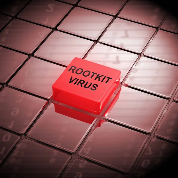 ルートキット ウイルス サイバー犯罪スパイウェア レンダリングは スパイウェアの脅威脆弱性を停止するハッキング犯罪者を示しています — ストック写真