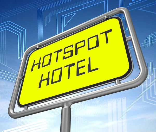 Hotspot Hotel Online Accomodation Wifi Illustration Shows Internet Signal Tourists — Stock Photo, Image