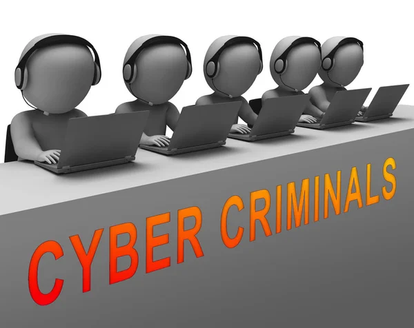 Przestępcy Internet Hack Lub Naruszenia Renderowania Pokazuje Oszustwa Online Pomocą — Zdjęcie stockowe