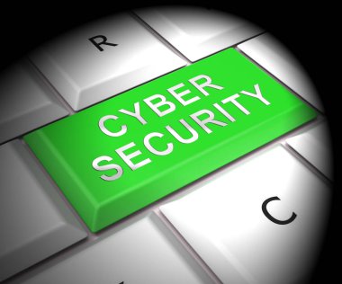 Cybersecurity teknoloji Hightech güvenlik görevlisi 3d render suç veri risk ve akıllı siber saldırılara karşı kalkan gösterir