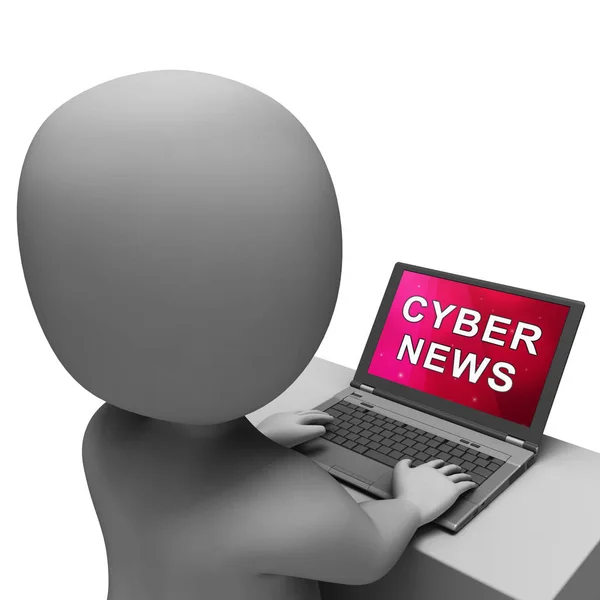 Cyber News Rompere Titoli Digitali Illustrazione Mostra Internet Media Report — Foto Stock