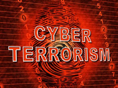 Siber terörizm Online terörist suç 3d çizim casusluk ve şantaj kullanarak sanal bir savaşta suç aşırı gösterir