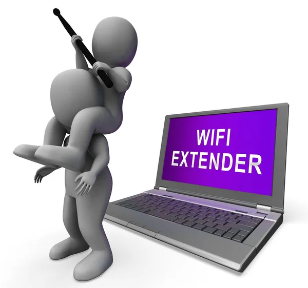 Wifi Extender Wireless Hotspot Repeater Rendering Means Gateway Extension Boost — Stock Photo, Image