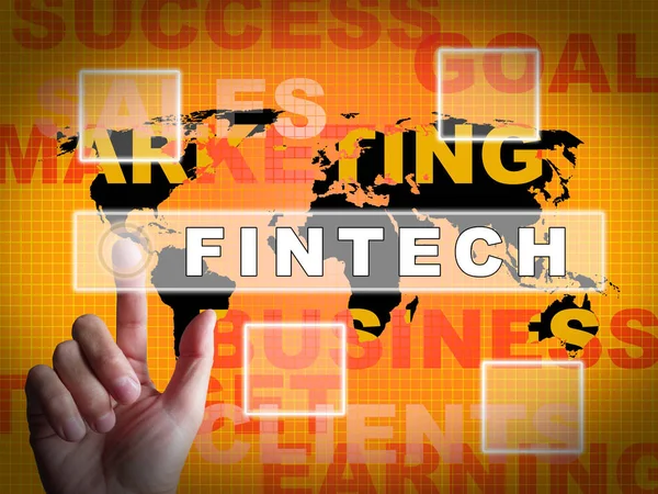 Fintech Cruscotto Tecnologia Finanziaria Commerce Illustrazione Mostra P2P Finance Network — Foto Stock