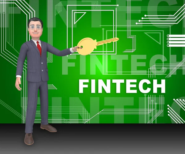 Fin Tech Financial Technology Business Rendering Mostra P2P Network Finance — Foto Stock