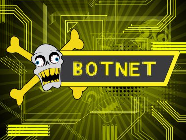 Botnet yasadışı aldatmaca ağ dolandırıcılık 2d çizimde gösterilmektedir bilgisayar Risk siber suçlar kesmek ve casus yazılım Gizlilik
