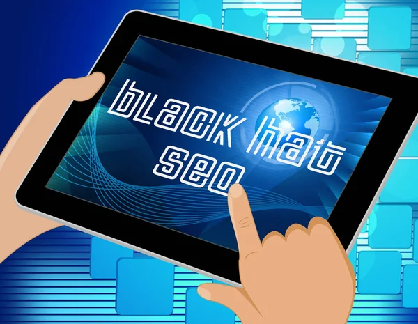 Black Hat Seo Website Optimization Illustration Shows Search Engine Marketing — Stock Photo, Image