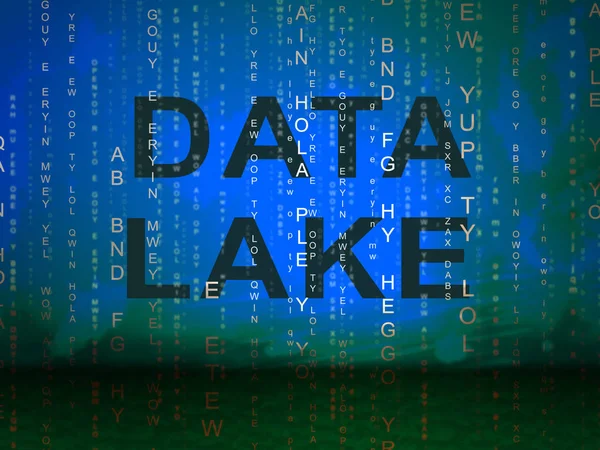 Data Lake Digital Datacenter Cloud 2d Illustration Shows Mainframe Supercomputer Storage Of Bigdata Complex Information