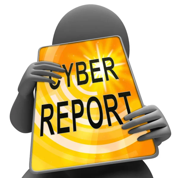 Cyber Report Digital Analytics Results Illustration Shows Cloud Computing Virtual — Stock Photo, Image