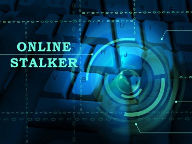 Online Stalker kötü yüzü olmayan zorba 3d gösterilmiştir Cyberattack veya şüpheli bir casusluk yabancı tarafından Cyberbullying