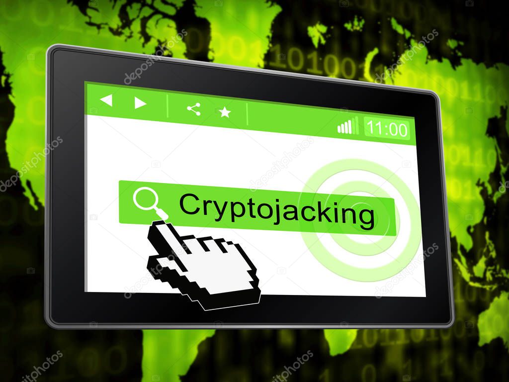 Cryptojacking Crypto Attack Digital Hijack 3d Illustration Shows Blockchain Currency Jacking Or Bitcoin Hacking