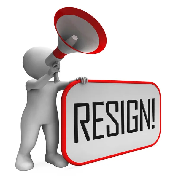 Resign Megaphone Means Quit Dismissal Job Government President Corruption Outcry — Stock Photo, Image