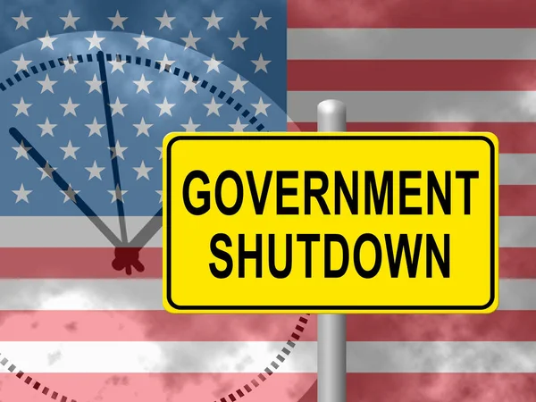 Government Shut Clock Means United States Political Closure President Senators — Stock Photo, Image