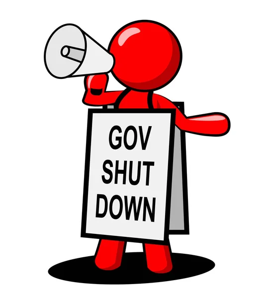 Government Shut Man Means United States Political Closure President Senators — Stock Photo, Image