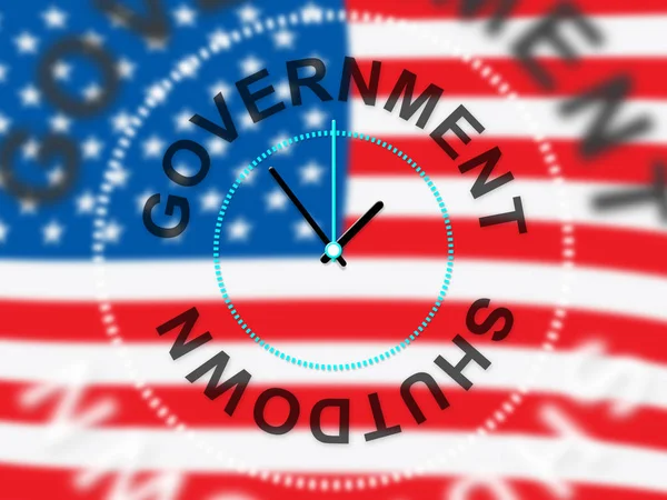 Rząd Zamknąć Zegar Oznacza Stany Zjednoczone Politycznych Zamknięcie Prezydent Senatorów — Zdjęcie stockowe