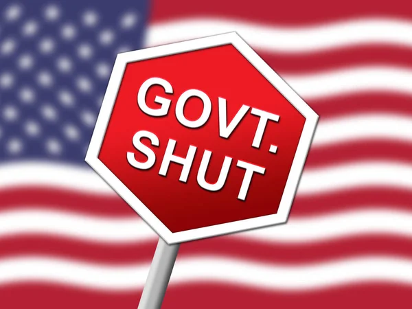 Government Shutdown Flag Means America Closed By Senate Or President. Washington DC Closed United States