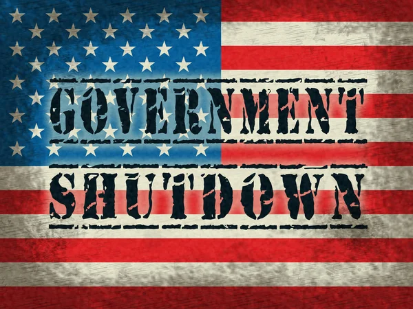 Government Shut Flag Means United States Political Closure President Senators — Stock Photo, Image