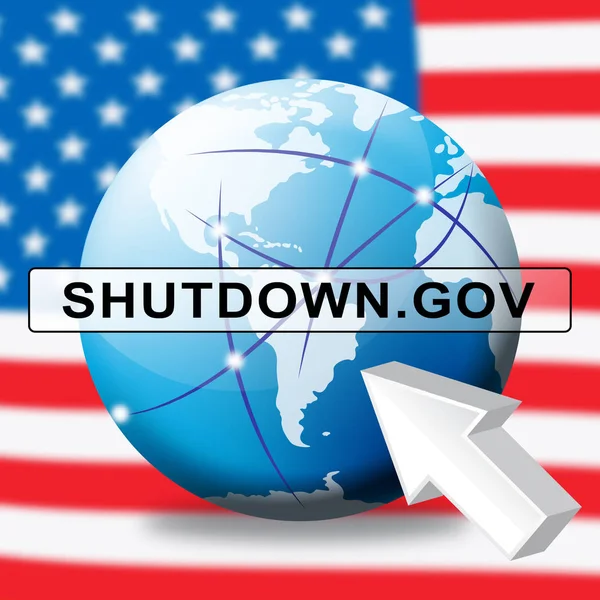 政府关闭环球意味着美国的政治关闭 总统和参议员导致全国范围内的关机 — 图库照片