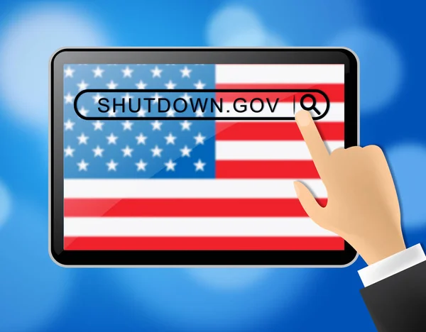 Usa Shutdown Tablet Political Government Shut Means National Furlough Senate — Stock Photo, Image