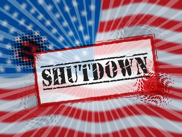 Usa Shutdown Political Stamp Government Shut Means National Furlough Senate — Stock Photo, Image