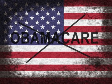 Obamacare, Amerikan Sağlık Reformu 'nu iptal et ya da değiştir. Usa Sağlık Hizmetleri Yasası - 2D İllüstrasyon