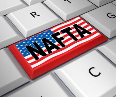 Kanada ve Meksika ile Nafta Müzakere Anlaşması 'nı koz olarak kullan. Sınır Ekonomisi Anlaşması ya da Anlaşması - 3D İllüstrasyon