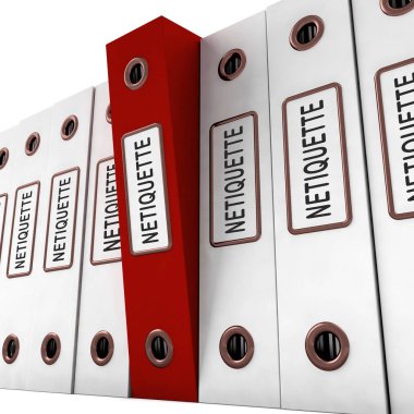 Netiquette Netiquette Netiquette Online Neorum ya da Web Etiketi. Şebeke ve Teknolojide Medeniyet Protokolü - 3D İllüstrasyon