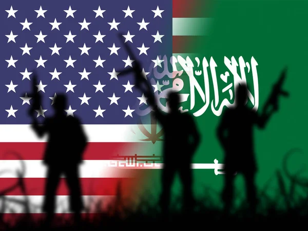 Noi Arabia Saudita Bandiere Relazioni Conflitti Problema Unità Politica Con — Foto Stock