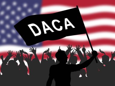 Hayalperestler için Daca Protestosu Vatandaşlık Anlaşması Yolu. ABD 'deki yasadışı göçmen çocukların vatandaşlığa kabul edilmesi - 2D İllüstrasyon