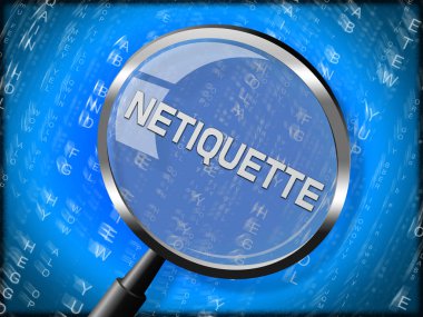 Netiquette Netiquette Netiquette Dijital Davranış veya Web Görgü Kuralı. Şebeke ve Teknolojide Medeniyet Protokolü - 3D İllüstrasyon