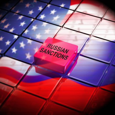 Rusya 'nın Rusya Federasyonu' na yaptığı finansal ambargoyu gölgede bırak. Putin Ticaret ve Banka Hesapları Kısıtlandı - 3D İllüstrasyon