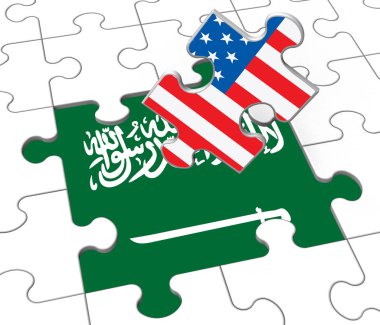 Biz Suudi Arabistan Bayrakları, İlişki ve Barış. Khashoggi 'nin Ölümüyle Siyasi Birlik Sorunu - 3D İllüstrasyon