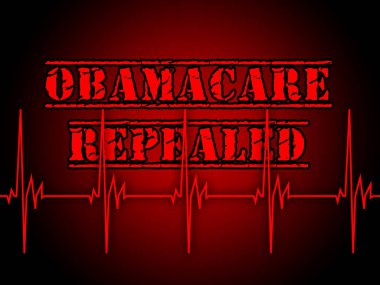 Obamacare, Amerikan Sağlık Reformu 'nu iptal et ya da değiştir. Usa Sağlık Hizmetleri Yasası - 2D İllüstrasyon