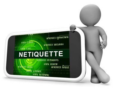 Netiquette Netiquette Netiquette Online Neorum ya da Web Etiketi. Şebeke ve Teknolojide Medeniyet Protokolü - 3D İllüstrasyon