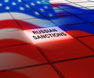 Rusya 'nın Rusya Federasyonu' na Bankacılık Ambargosu 'nu koz olarak kullanın. Putin Ticaret ve Banka Hesapları Kısıtlandı - 3D İllüstrasyon
