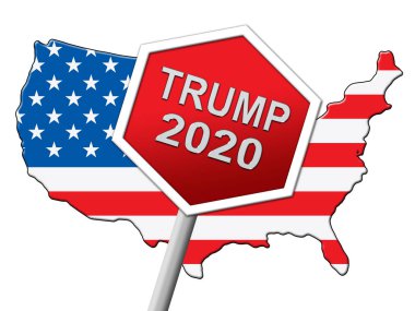 2020 Cumhuriyetçi Başkan Adaylığı için Trump 2020. Birleşik Devletler Beyaz Saray Yeniden Seçimi için Oy Veriyor - 2D İllüstrasyon