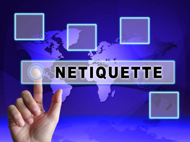 Netiquette kibar Online davranış veya Web görgü kuralları. Nezaket Protokolü ağlar ve teknoloji - 3d çizim