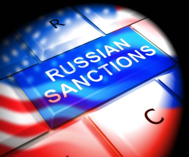 Rusya 'nın Rusya Federasyonu' na yaptığı finansal ambargoyu gölgede bırak. Putin Ticaret ve Banka Hesapları Kısıtlandı - 3D İllüstrasyon