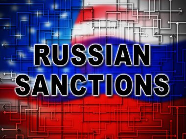 Rusya 'nın Rusya Federasyonu' na Parasal Ambargo uygulamasını gölgede bırak. Putin Ticaret ve Banka Hesapları Kısıtlandı - 2D İllüstrasyon