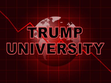 Başkandan Trump Üniversitesi Eğitim Koleji. Yasadışı ya da Yasadışı Davalar - 2d İllüstrasyon