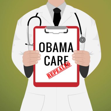 Obamacare, Amerikan Sağlık Reformu 'nu iptal et ya da değiştir. Usa Sağlık Hizmetleri Yasası - 2D İllüstrasyon