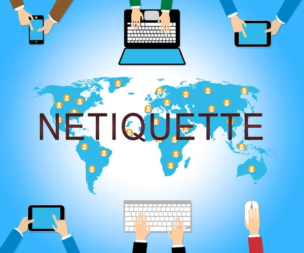 Netiquette Educado Comportamiento Línea Etiqueta Web Protocolo Civilidad Redes Tecnología —  Fotos de Stock