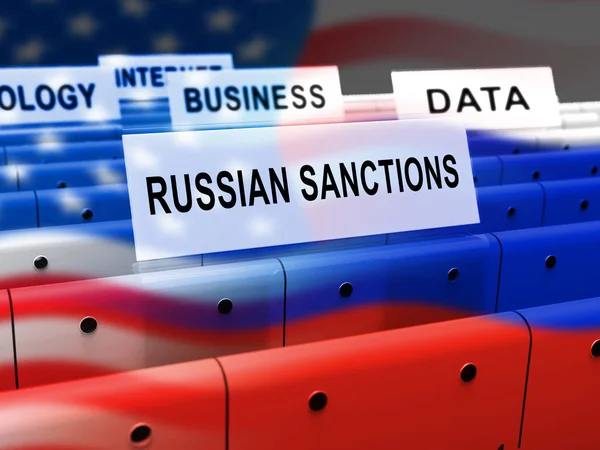 Rusya 'nın Rusya Federasyonu' ndaki parasal ambargosunu gölgede bırak. Putin Ticaret ve Banka Hesapları Kısıtlandı - 3D İllüstrasyon