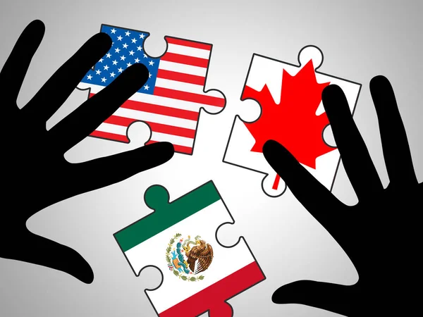 Trump Nafta Tárgyalási Foglalkozik Kanadával Mexikóval Szerződés Vagy Megállapodás Határgazdaságról — Stock Fotó